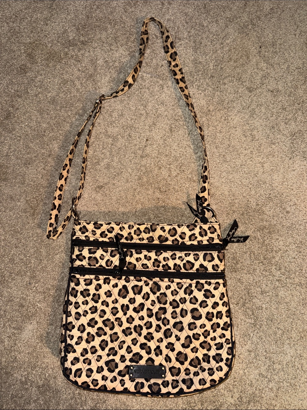 Vera Bradley Leopard Print Crossbody in Beige and Black